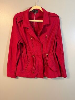 Eileen Fisher Red Drawstring Utility Jacket